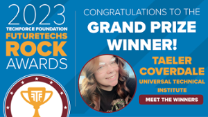2023 FutureTechs Rock Awards Grand Prize Winner Taeler Coverdale, Collision Repair student at UTI Houston